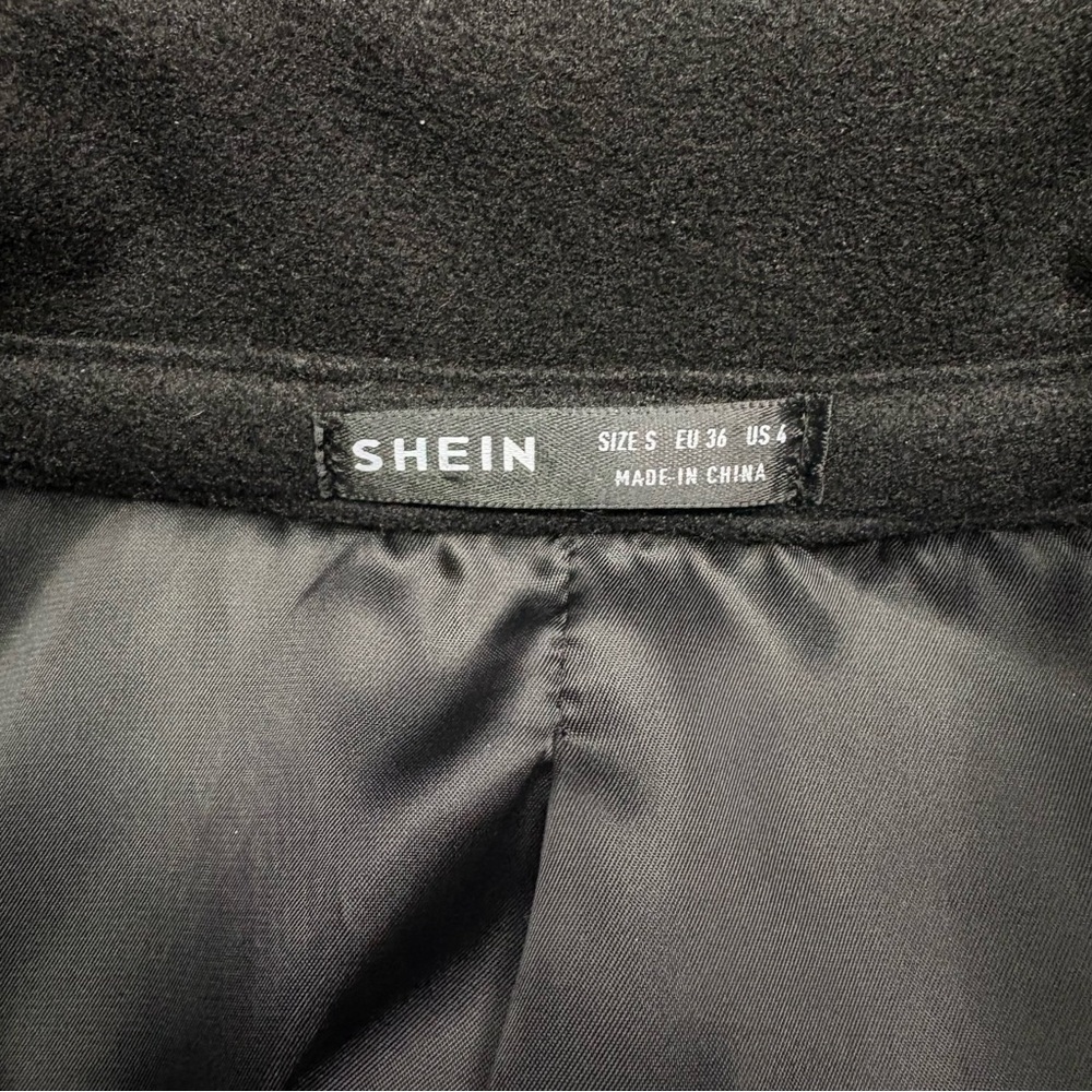 SHEIN Elegant Black Cape Coat with Gold Buttons SZ S - Picture 3 of 15
